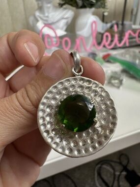 Sterling Silver Green Gemstone Pendant